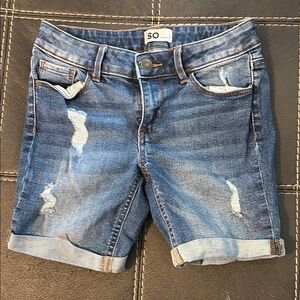 SO Blue Jean Shorts Distressed Cuffed